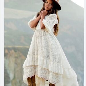 NWT Joyfolie Mia Joy Kassia Dress Bone White Girls Size 14 Ruffle Boho High Low